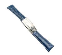 SRTYDCUR Bracelet de rechange en cuir véritable de 20 mm, compatible avec les montres de sport Rolex GMT Submariner, for hommes et femmes(Blue Silver,20mm Silver buckle)