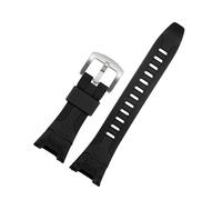 SRTYDCUR Bracelet en caoutchouc compatible avec les montres Casio PRG-110Y et PRW-1300Y, en résine noire, accessoires for bracelets de montre PROTREK en silicone 26 mm(Black Silver)