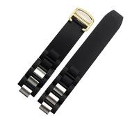 SRTYDCUR Bracelet en caoutchouc étanche compatible avec les montres Cartier 21 Century Series, bracelet en silicone 20 x 10 mm, noir et blanc, for hommes et femmes(Black Gold Buckle)