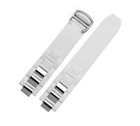 SRTYDCUR Bracelet en caoutchouc étanche compatible avec les montres Cartier 21 Century Series, bracelet en silicone 20 x 10 mm, noir et blanc, for hommes et femmes(White Silvery Buckle)