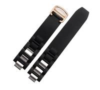SRTYDCUR Bracelet en caoutchouc étanche compatible avec les montres Cartier 21 Century Series, bracelet en silicone 20 x 10 mm, noir et blanc, for hommes et femmes(Black Rose Gold)