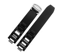 SRTYDCUR Bracelet en caoutchouc étanche compatible avec les montres Cartier 21 Century Series, bracelet en silicone 20 x 10 mm, noir et blanc, for hommes et femmes(Black Silvery Buckle)