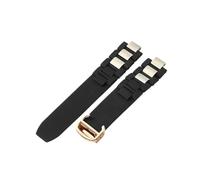 SRTYDCUR Bracelet en caoutchouc surélevé 20 mm x 10 mm, noir et blanc, en silicone, boucle déployante, chaîne de rechange compatible avec la montre Cartier 21 Chronoscaph(Black rose gold)