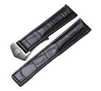 SRTYDCUR Bracelet en cuir véritable compatible avec la montre Tag Heuer Carrera Monaco, bracelet noir et marron(Black-silver,20mm)