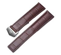 SRTYDCUR Bracelet en cuir véritable compatible avec la montre Tag Heuer Carrera Monaco, bracelet noir et marron(Brown-silver,19mm)