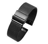 SRTYDCUR Bracelet milanais en acier inoxydable à mailles 0,6, compatible avec les bracelets DW de 2,5 mm d'épaisseur, longueur réglable, accessoires montre(Black,18mm)