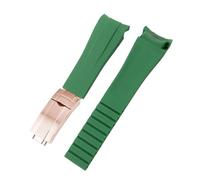 SRTYDCUR Chaîne de montre en caoutchouc 20 mm 21 compatible avec Rolex noir vert bleu compatible Water Ghost Ditongna GMT RUBBER B(Green rose gold,21mm)