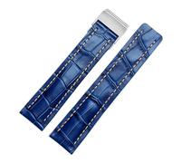 SRTYDCUR Compatible avec Les Bracelets de Montre Breitling 22 mm 24 mm en Cuir véritable for Montre Homme, Bracelet en Cuir de Vache avec Boucle déployante(Blue,22mmSilver Buckle)