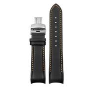SRTYDCUR Compatible avec les bracelets de montre Tissot T035 à boucle papillon en acier et cuir veau, bracelet rechange véritable extrémité incurvée(Black orange Silver,23mm)