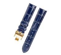 SRTYDCUR Compatible avec les bracelets Longines, Leather Craftsman, motif crocodile bleu lune, magnifique ceinture homme Comcas 19, 20 et 21 mm(A2Blue Gold Buckle,21mm)