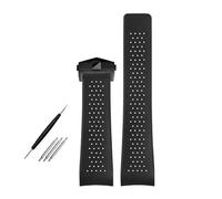 SRTYDCUR Natural Rubber Watchband Compatible With TAG HEUER GRAND CARRERA Wristband Sport Strap Soft Silicone Watch Bracelet(Black-black,22mm)