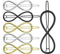 SRTYZ 6PCS Creux Épingle Pinces Clip Cheveux Métal Épingle Simple Barrettes en Alliage 8 Forme Épingles pour Les Filles Femmes Couvre-Chef Styling Accessoires - Noir/Or/Argent