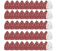 Sruhrak 50 pièces Abrasif pour Ponceuse 152 x 105 mm Feuille abrasive triangulaire, 11 trous avec crochets et boucles Grain 40 à Abrasif pour Ponceuse électrique Bois Métal Plastique