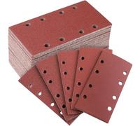 Sruhrak 50 Pièces Papier a Poncer, 93 X 185mm Feuilles Abrasives 40/60/80/120/240 Grains Abrasives Papier pour Ponceuse Vibrante Polir et Enlever La Rouille