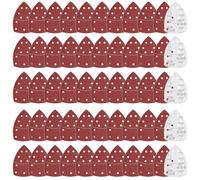 Sruhrak 55 pièces Abrasif pour Ponceuse 152 x 105 mm Feuille abrasive triangulaire, 11 trous avec crochets et boucles Grain 60 à Abrasif pour Ponceuse électrique Bois Métal Plastique