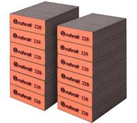 Sruhrak Lot de 12 Cale a Poncer, Cale à Poncer Rigides, 220 Grain - Eponge Abrasive Éponge Récupérables pour Bois, Plastique, Placo et Polissage Métallique en Sec et en Humide