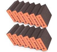 Sruhrak Lot de 12 Cale a Poncer, Cale à Poncer Rigides, 2X 80/100/120/180/320/400 Grain - Eponge Abrasive Éponge Récupérables pour Bois, Plastique, Placo et Polissage Métallique en Sec et en Humide
