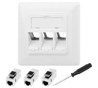 SRunDe 1 Pièces 3 Port Prise RJ45 Murale avec 3 Module Keystone RJ45 Cat 7 | Réseau Encastrée Saillie 10 Gbit/s STP Blindée Prise Ethernet Murale Femelle cat 7 pour Install Câble Ethernet Salon Bureaux