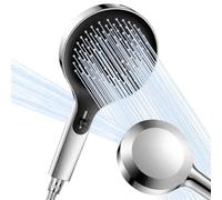 SRunDe 140MM Pommeau de Douche Grand Diamètre Haute Pression Shower Head Pomme de Douche Anti Calcaire 4 Types de Jets avec Support de Flexible de Douchette Jet Nettoyant Puissant Réglage Glissant