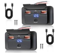 SRunDe 2 Pcs Prise USB Voiture Encastrable 12v 36W USBC & Double USB 10.5W | 51W 3 Port Prise USB Camping Car 12v avec Interrupteur Chargeur USB-c Voiture pour Bateau Autobus Camionette