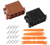 SRunDe 2 Pièce 8 Broches Prise Autoradio avec 16 Contacts ISO Argentés 4 Outil Demontage Garniture Voiture Adaptateur Faisceau Cosse Connecteurs Fiche pour Haut-parleurs Prise ISO Stéréo de Voiture