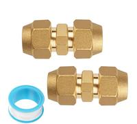 SRunDe 2 Pièces 3/8 pouce 9,52mm Rallonge de tuyau en Cuivre Pour Climatisation Avec Ruban d'étanchéité en PTFE Raccord de Liaison Frigorifique Tuyau en Cuivre Double Rapide Connecteur Laiton avec