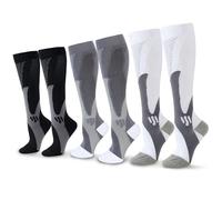 SRunDe 3 Paires Chaussettes de Compression Course 40-50 15-25mmHg Bas de Contention Voyage Avion Compression Socks pour Hommes et Femmes Soutien Quotidien Récupération Course à Pied Sport Travail