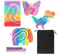 SRunDe 4 Pièces Sensory Activity Board avec 1 Sac Portable 44 Cordes Planche Tableau d'activité Sensorielle en Silicone Nuage Jouet Sensoriel Enfant Fidget Toys Anti Stress pour Autisme Tdah Enfant