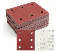 SRunDe 60 Pièces Papier Abrasif pour Ponceuse Rectangulaire 115 x 101mm 120 Grain 6 Trous Papier de Verre Compatible avec Makita BO4555 BO4554 BO4561DBO484Z DBO480Z BO4565K BO4565J