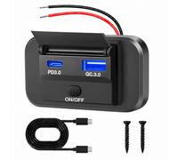 SRunDe Chargeur Voiture USB C 2 Port 1 x 30W USB-C PD & 1 x 18W USB-A QC3.0 | Prise USB Camping Car 12v avec Interrupteur Chargeur USB-c Voiture pour Bateau,Autobus,Camionette van,Bateau,Camion