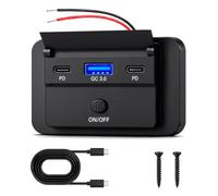 SRunDe Prise USB 12v Camping Car 3 Port 2 x36W USB-C PD & 1x18W USB-A QC3.0 | Prise USB Camping Car 12v avec Interrupteur Chargeur USB-c Voiture pour Bateau,Autobus,Camionette van,Bateau,Camion