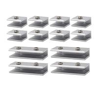 Srup 12 Pièces Aluminium Supports D'Étagère Verre 6 à 8 Mm, Pinces à Verre en Aluminium de 6 à 8 Mm, Support d'Étagère 6-8mm, fit Courante Fenêtre Balustrade Réglable Escalier Salle Bains
