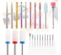 Srup 13 Pièces Lot forets à ongles, Embout Ponceuse Ongle, Embout ponceuse ongles pour manucure pédicure, Lot de Embout Ponceuse Ongles, Céramique Diamant Carbure d'Embouts