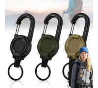 Srup 3 Pièces Remorque xtensible, Appuyez sur ID échangeable JoJo rétractable, Remorque vec corde métallique en acier de 60 cm, Échelle de capital extensible (Noir, vert militaire, kaki)