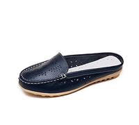 SRUQ Mocassins Femmes Espadrilles Bateau Dos Nu Mules Talons Bas Slip on Daily Casual Slides Pantoufles Sandales de Marche (Bleu Marin, Numeric_42)
