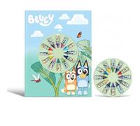 SRV Hub Bluey Carnet A4 avec 12 mini crayons - Ensemble d'activités de coloriage pour enfants | Papeterie de voyage | Kit de crayons bleus | Ensemble de fournitures de dessin et de Noël pour enfants