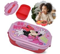SRV Hub® Boîte à déjeuner avec fourchette avec deux compartiments sans BPA, récipient alimentaire pour l'école et les enfants, boîte à sandwich en plastique pour enfants, (Minnie Mouse)