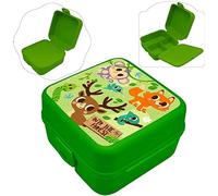 SRV Hub Boîte à déjeuner Into The Forest avec 3 compartiments, boîte à sandwich pour enfants avec plaisir pour l'école, les enfants, taille 14 cm, à partir de 3 ans
