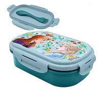 SRV Hub Boîte à déjeuner La Reine des Neiges avec fourchette, boîte à déjeuner à deux compartiments avec ensemble de couverts pour enfants, 21 cm, cadeau scolaire pour filles