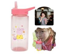 SRV Hub® Bouteille d'eau avec paille 350 ml avec couvercle rabattable pour enfants, idéale pour le sport, l'école, cadeau, étanche, durable et réutilisable, sans BPA (Paw Patrol Marshall Paille