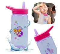 SRV Hub Bouteille d'eau de 420 ml Paw Patrol Skye avec paille supérieure rabattable, bouteille anti-fuite pour enfants, violet, bouteille anti-déversement de 16 cm pour l'école, les pique-niques