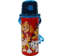 SRV Hub® Bouteille d'eau de sport en aluminium de 600 ml avec sangle de suspension, anti-fuite pour enfants, ouverture automatique à bouton pour l'école et les enfants (Paw Patrol)