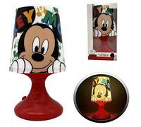 SRV Hub Lampe de chevet Mickey Mouse de 18 cm, lampe LED à piles pour chambre d'enfant, cadeau de salon, lampe de nuit pour salon, bouton poussoir facile à enlever, mini lampe de chevet sans fil