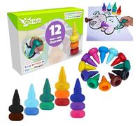 SRV Hub Lot de 12 crayons de Noël empilables et faciles à prendre en main pour les tout-petits - Non toxiques, lavables, multicolores pour enfants, ensemble d'art sûr pour garçons et filles, cadeau de