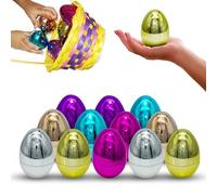 SRV Hub Lot de 12 œufs de Pâques à remplir, couleurs assorties, œufs de Pâques en plastique, paniers de Pâques pour la chasse de Pâques, cadeaux de fête sur le thème de Pâques