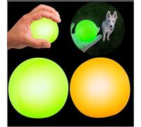 SRV Hub Lot de 2 balles phosphorescentes pour chiens, vert et orange, jouet lumineux pour la nuit, parfait pour les jeux et les aventures en plein air, taille 6,5 cm