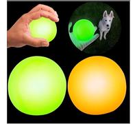 SRV Hub Lot de 2 balles phosphorescentes pour chiens, vert et orange, jouet lumineux pour la nuit, parfait pour les jeux et les aventures en plein air, taille 6,5 cm