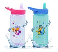 SRV Hub Lot de 2 gobelets à paille imprimés Paw Patrol Chase et Skye - 420 ml - 16 cm - Paille pop-up en silicone - Sans BPA - Pour enfants de 6 mois et plus