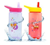 SRV Hub Lot de 2 gobelets à paille imprimés Paw Patrol Marshall et Skye - 420 ml - Anti-fuite - 16 cm - Sans BPA - Avec couvercle à paille pop-up - Pour enfants de 6 mois et plus