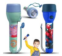 SRV Hub Lot de 2 grandes lampes de poche LED Spiderman et Peppa Pig pour enfants, 16 cm, antidérapantes, idéales pour le camping, Noël, la pêche, jouet en plastique pour enfants de 3 ans et plus |